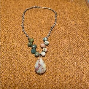 Stone and metal antique like necklace